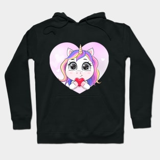 cartoon unicorn heart shape holding heart tshirt Hoodie